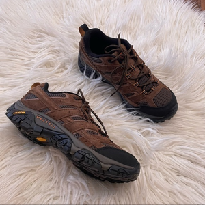 Merrell brown suede vibram‎ sole mens low hiking boots size 8